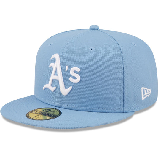 Athletics New Era Sky Blue Logo White 59FIFTY Fitted Hat