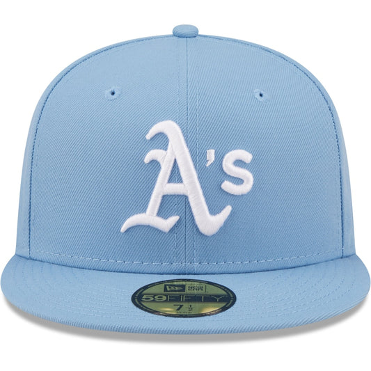 Athletics New Era Sky Blue Logo White 59FIFTY Fitted Hat