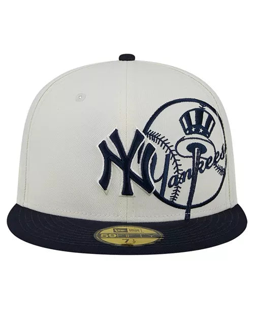 NEW ERA MEN'S CREAM/NAVY NEW YORK YANKEES LONESTAR 59FIFTY FITTED HAT